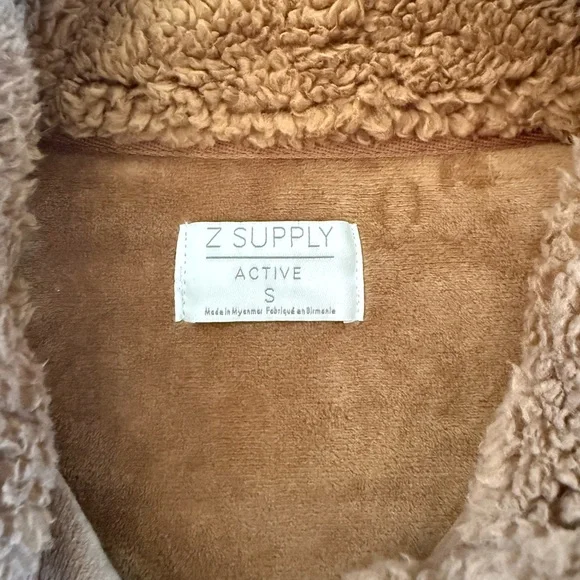 Z Supply Brooklyn Sherpa Jacket Soft Teddy Pullover in Camel Brown Small - Picture 5 of 6